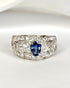 Bague Jonc Saphir 0.70 carat, Diamants 0.50 carat & Platine 7.55g "Sabrina" - Elliade Paris