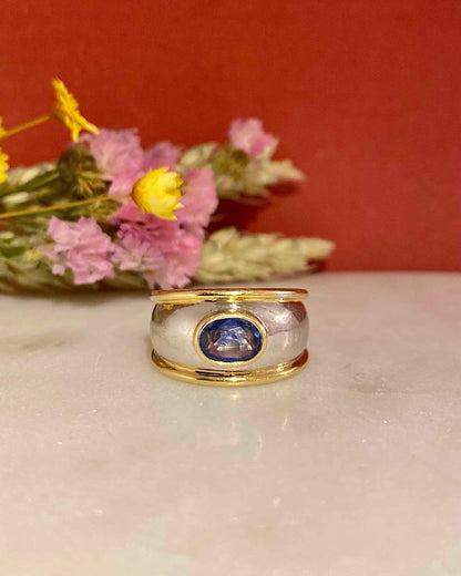 Bague Jonc Saphir 0.90 carat &amp; Diamants &quot;Romy&quot; - Elliade Paris