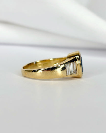 Bague Jonc Saphir 1.30 carat, Diamants 0.48 carat &amp; Or 6.66g "Amina" - Elliade Paris