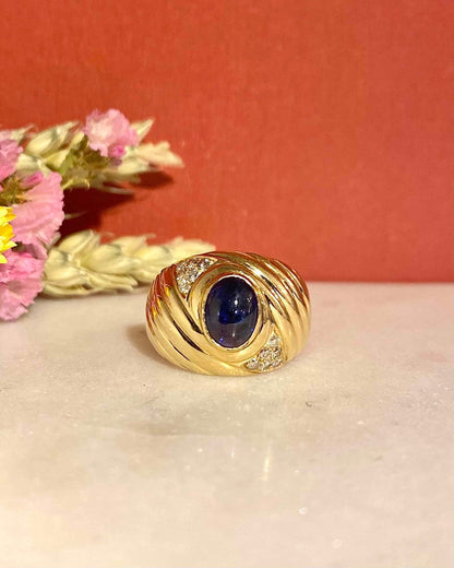 Bague Jonc Saphir 1.70 carat &amp; douze Diamants &quot;Mina&quot; - Elliade Paris
