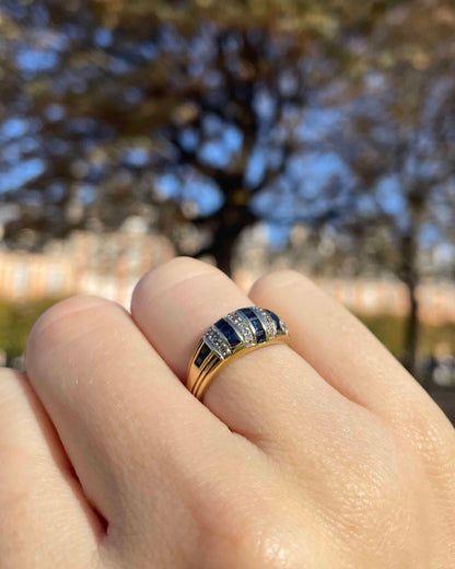 Bague Jonc Saphirs &amp; diamants &quot;Klaudia&quot;
