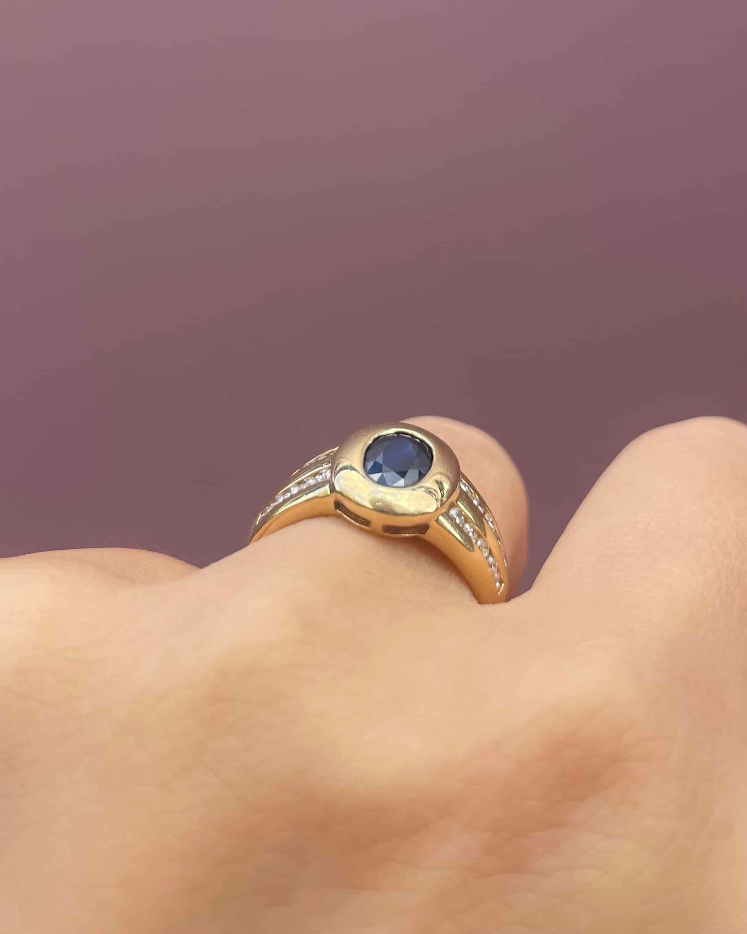 Bague Jonc style Art-Déco Saphir 1 carat &amp; Diamants &quot;Thais&quot;