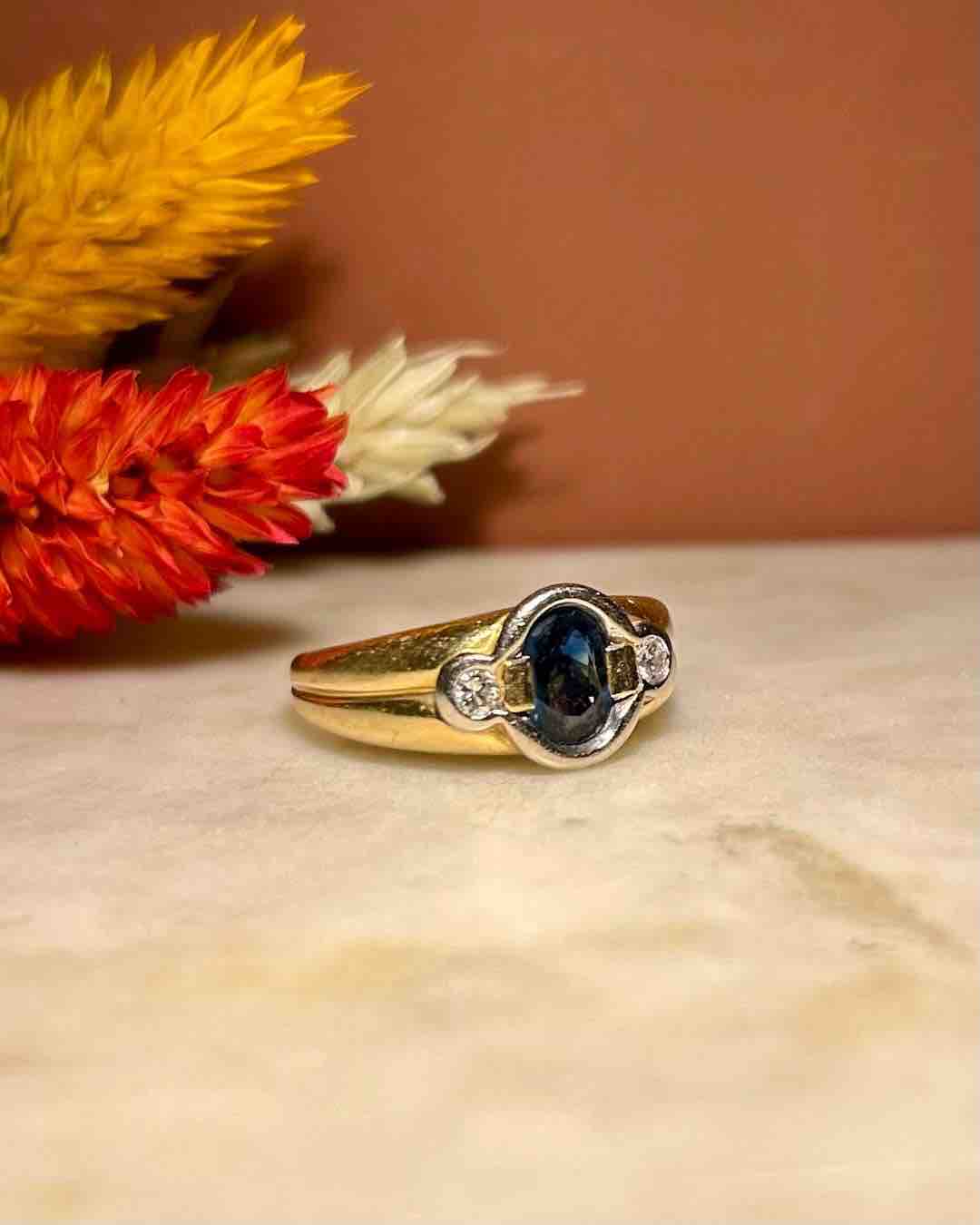 Bague Jonc Saphir &amp; Diamants "Lorena" - Elliade Paris