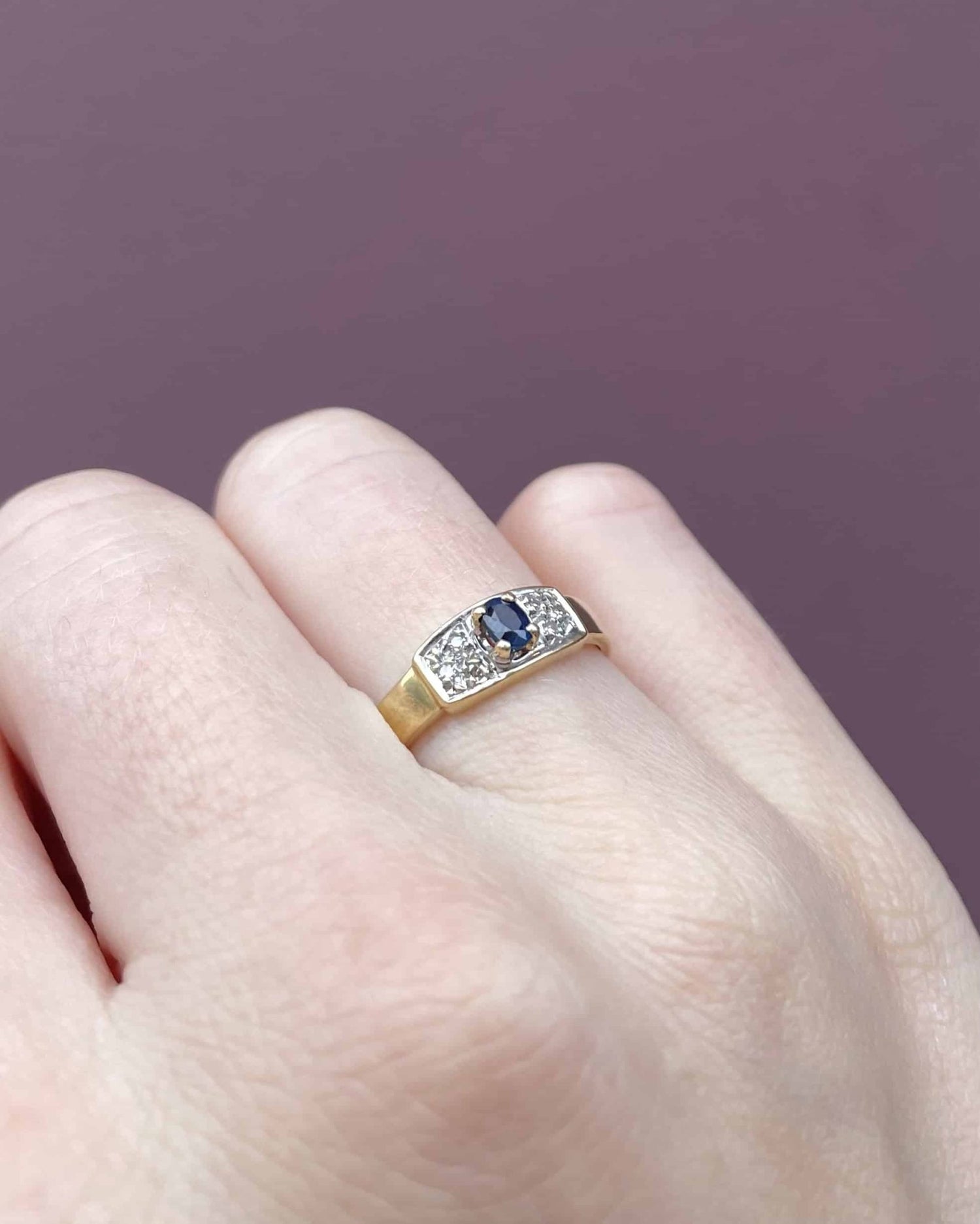 Bague jonc Saphir &amp; Diamants &quot;Louna&quot; - Elliade Paris