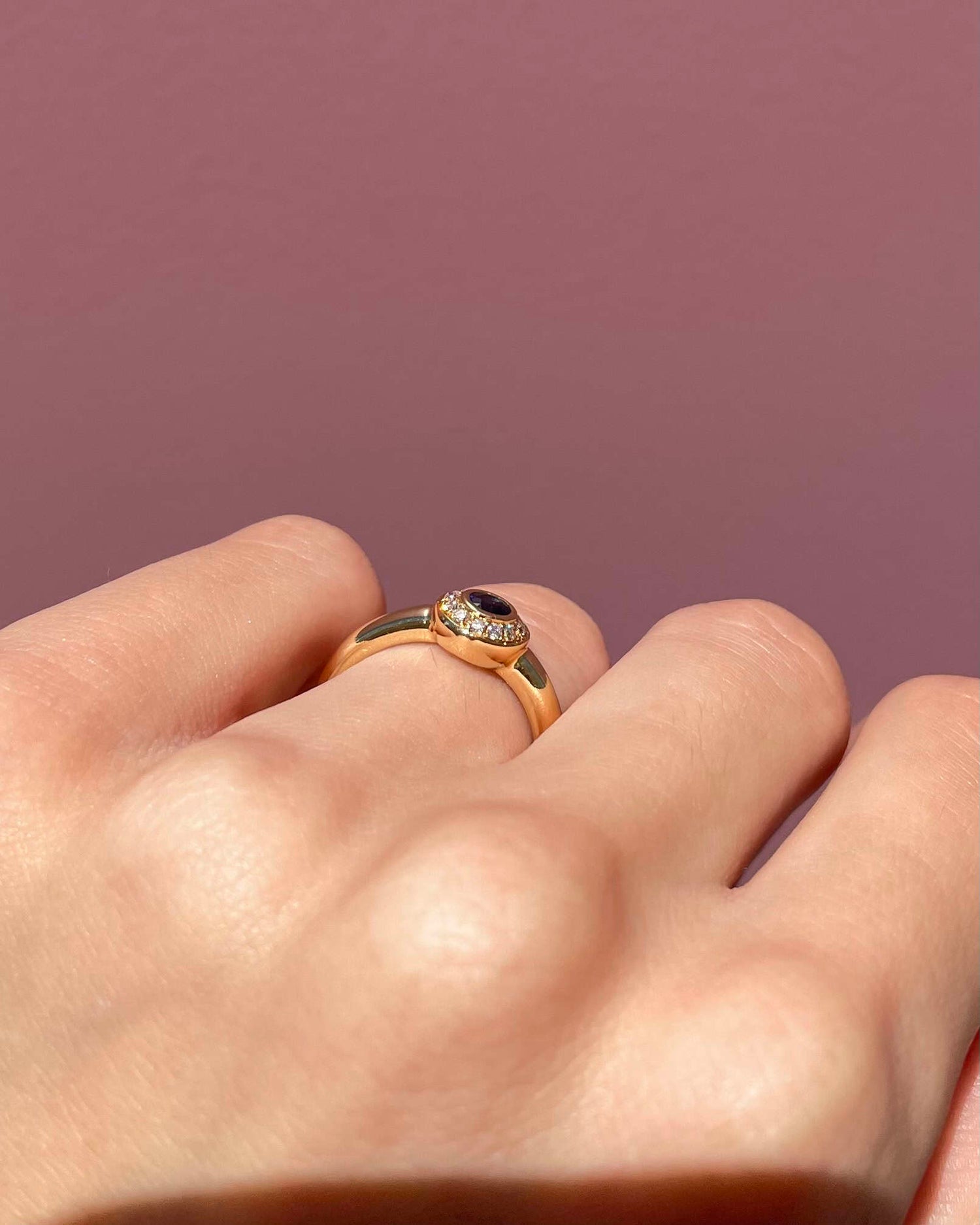 Bague jonc Saphir &amp; Diamants &quot;Nadège&quot; - Elliade Paris