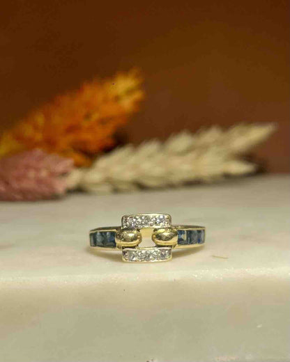 Bague jonc saphir &amp; diamants &quot;Noémie&quot; - Elliade Paris