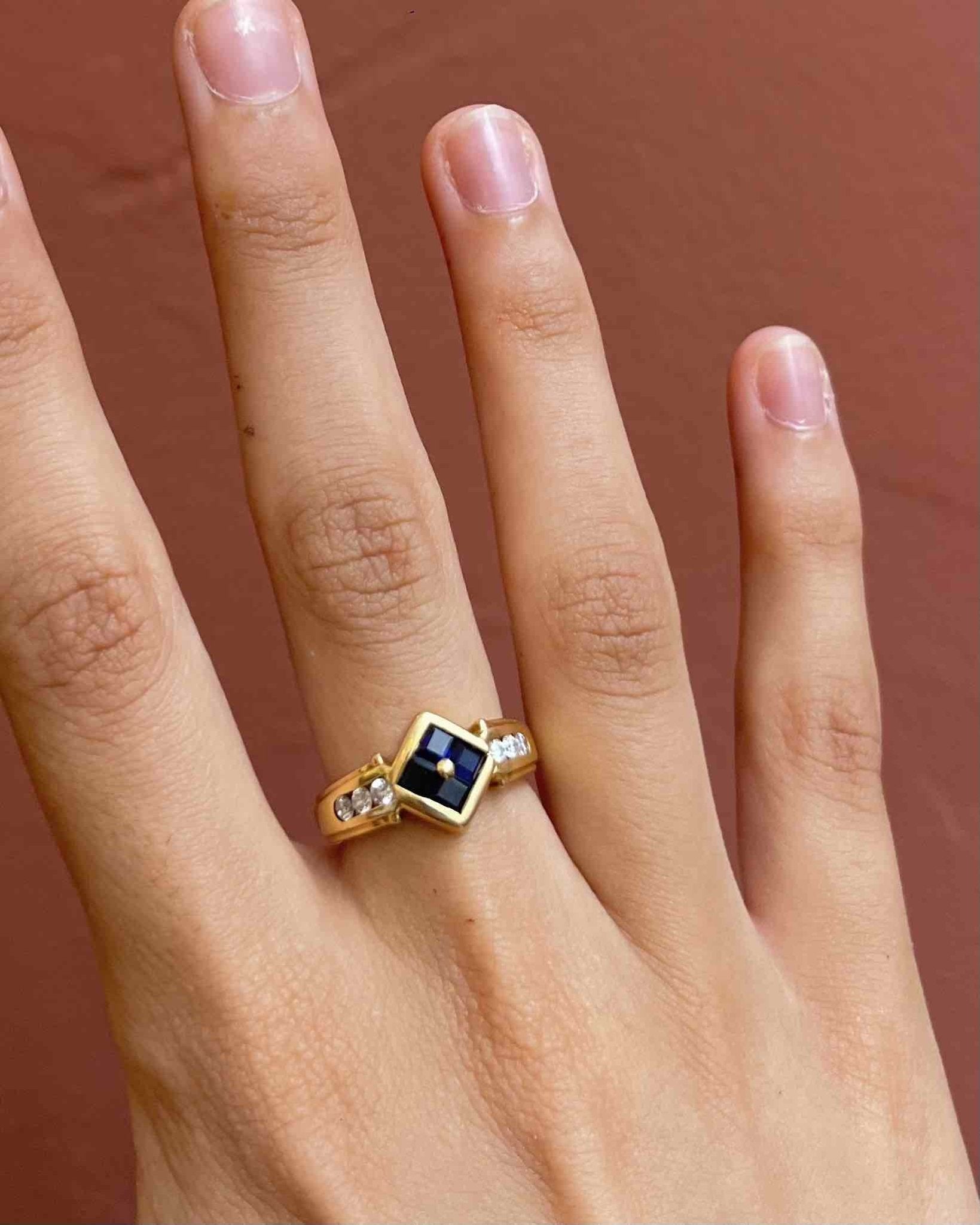Bague jonc saphir &amp; diamants "Paula" - Elliade Paris