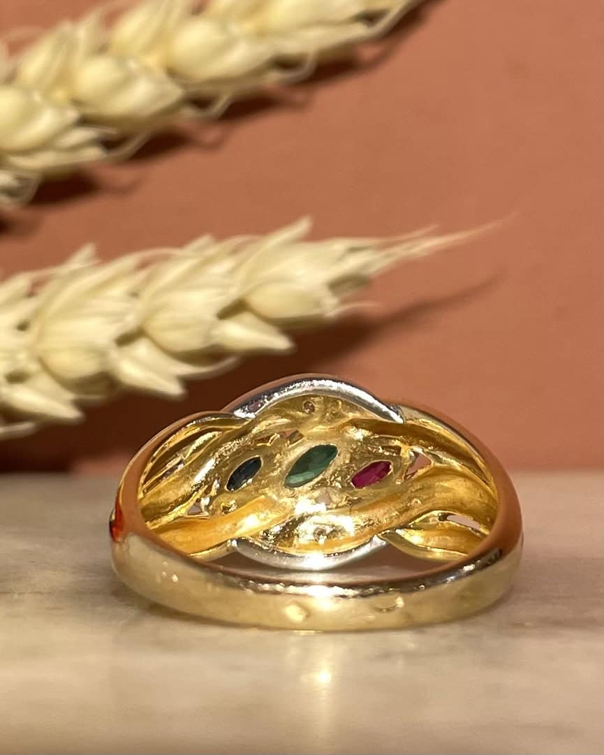 Bague Jonc Saphir, Emeraude, Rubis &amp; Diamants "Haïda" - Elliade Paris