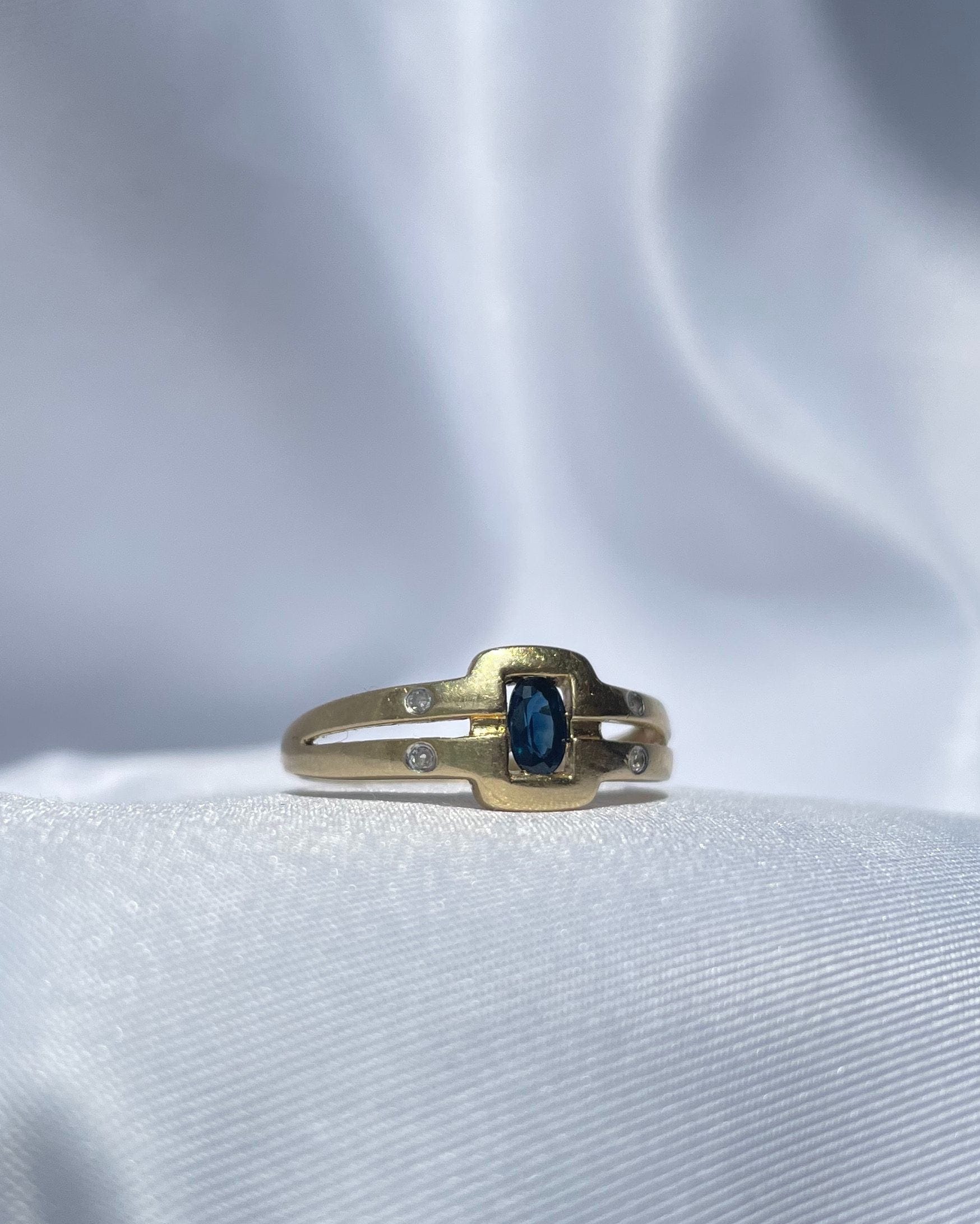 Bague Jonc Saphir &amp; Diamants "Yuna" - Elliade Paris