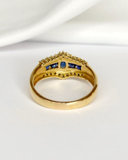 Bague Jonc Saphirs 0.70 carat, Diamants &amp; Or 5.05 g "Allie" - Elliade Paris