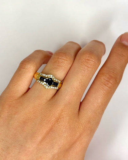 Bague Jonc Saphirs 0.70 carat, Diamants &amp; Or 5.05 g "Allie" - Elliade Paris