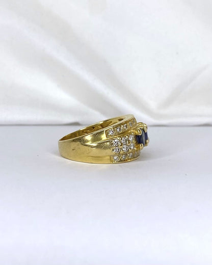 Bague Jonc saphirs 1.20 carat &amp; 34 Diamants &quot;Brune&quot; - Elliade Paris