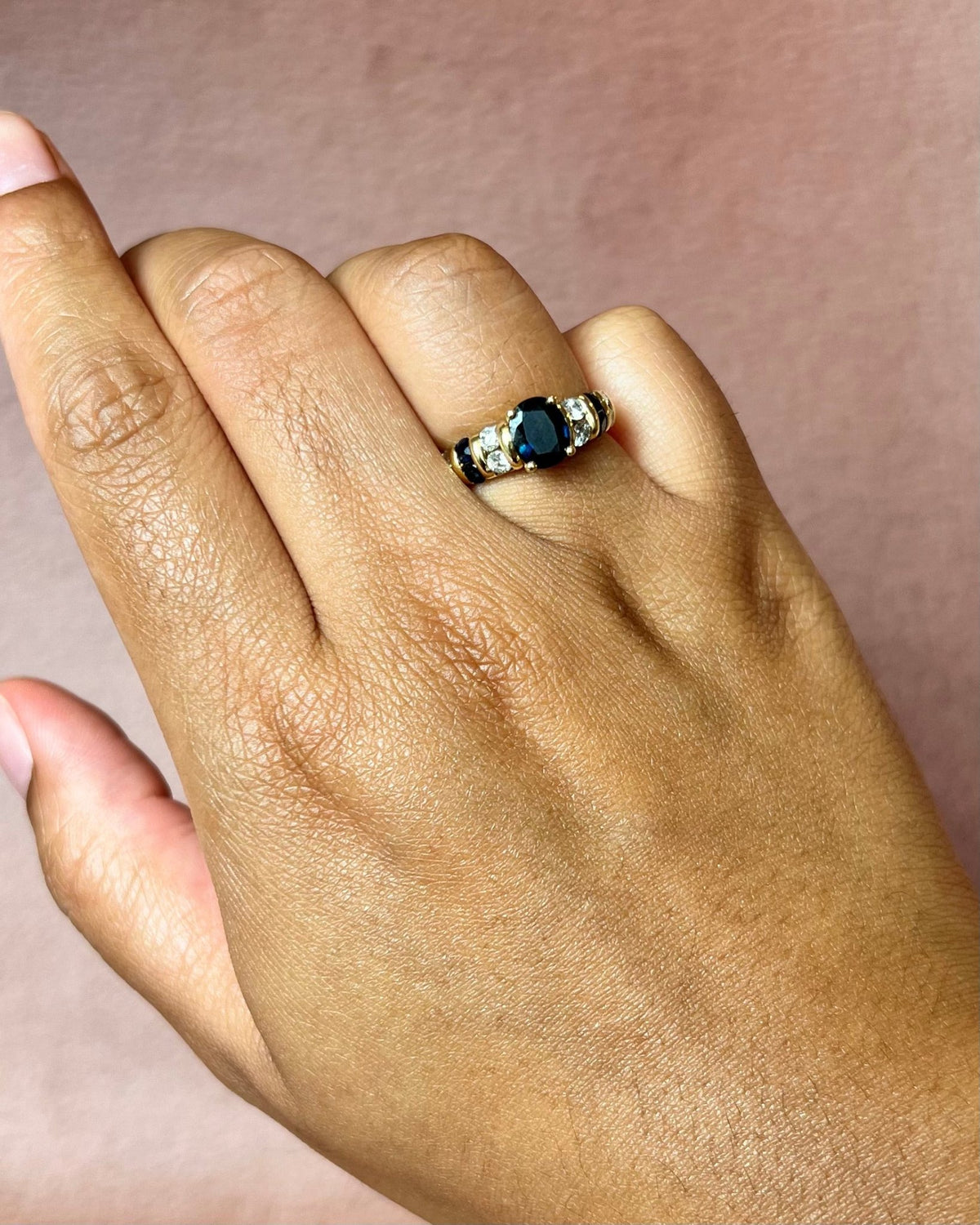 Bague Jonc Saphirs 1.43 carat &amp; Diamants 0.38 carat 4.47g "Coraline" - Elliade Paris