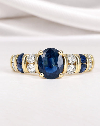 Bague Jonc Saphirs 1.43 carat &amp; Diamants 0.38 carat 4.47g "Coraline" - Elliade Paris