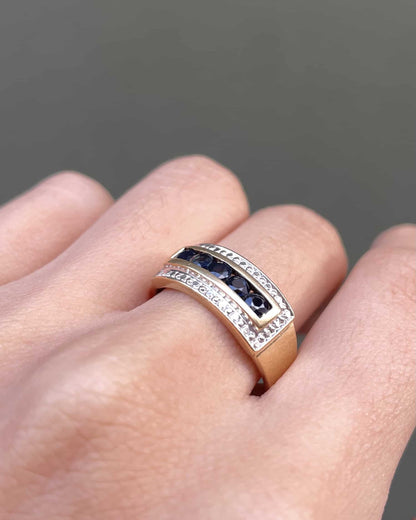 Bague Vintage Jonc Saphirs "Maora" - Elliade Paris