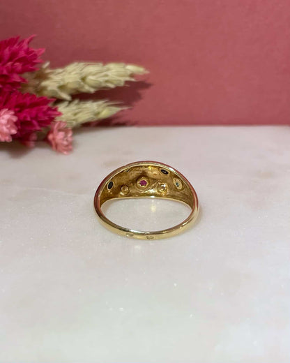 Bague Jonc Saphirs, Émeraudes, Rubis &amp; Diamants &quot;Tamana&quot; - Elliade Paris