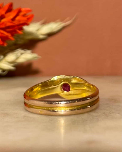 Bague Jonc Serpent Rubis &quot;Lou - Ange&quot; - Elliade Paris