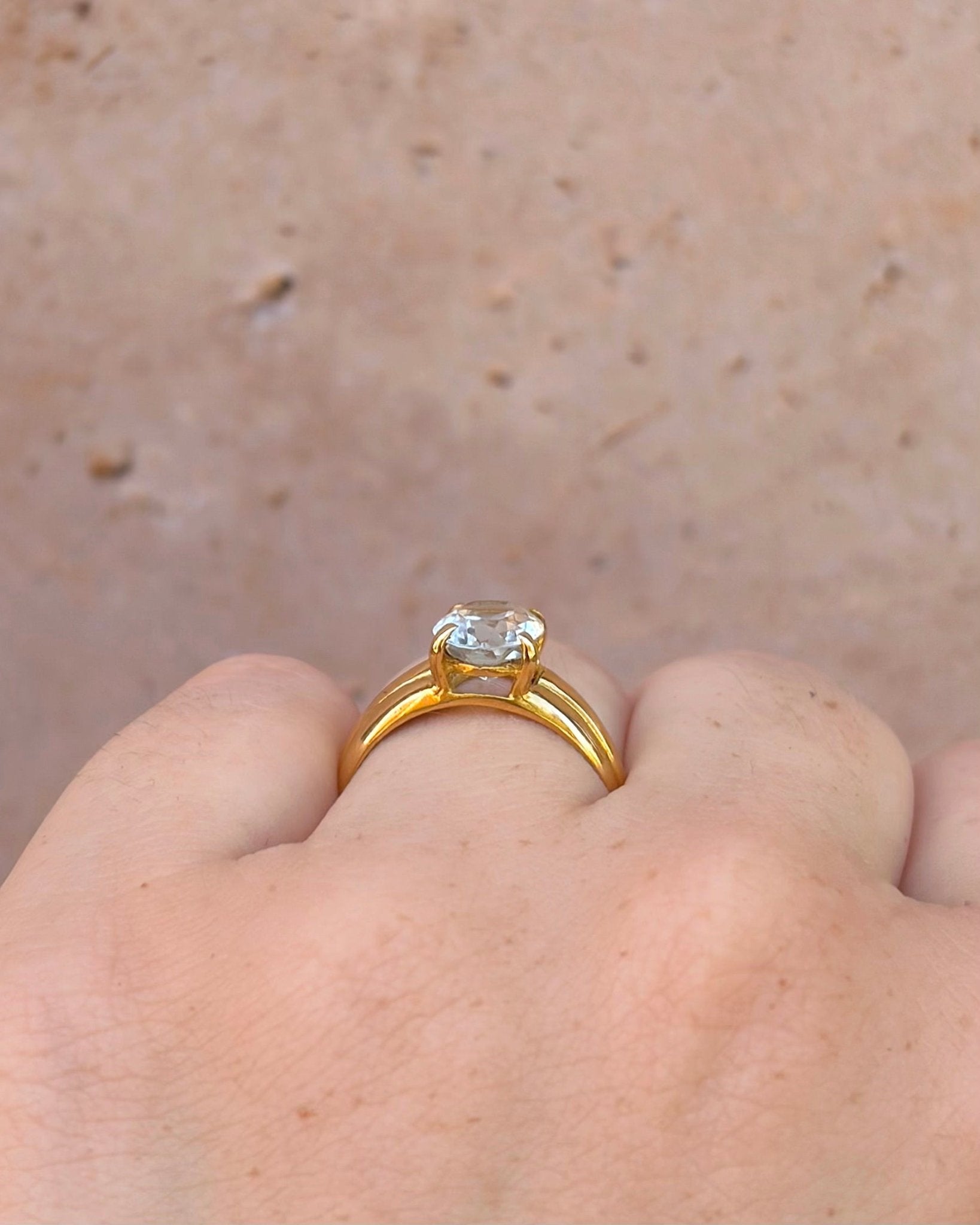 Bague Jonc Solitaire Aigue-Marine 1.50 carat "Oriana" - Elliade Paris