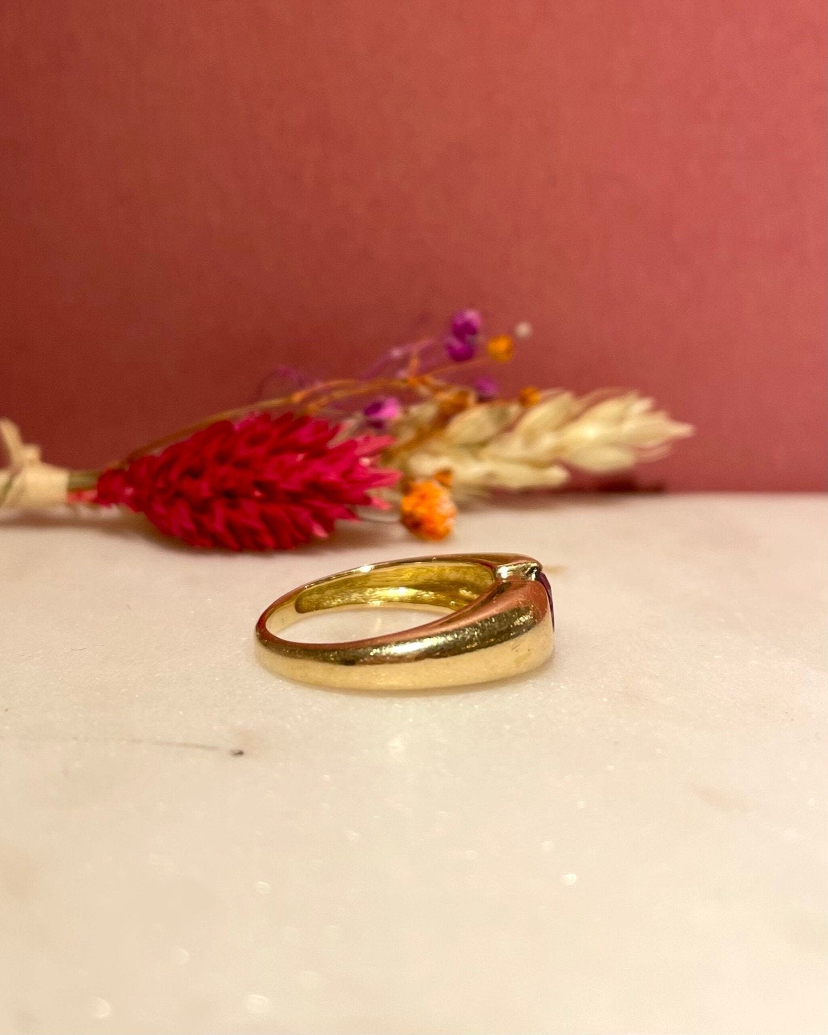Bague Jonc Solitaire Améthyste 0.60 carat "Andrea" - Elliade Paris
