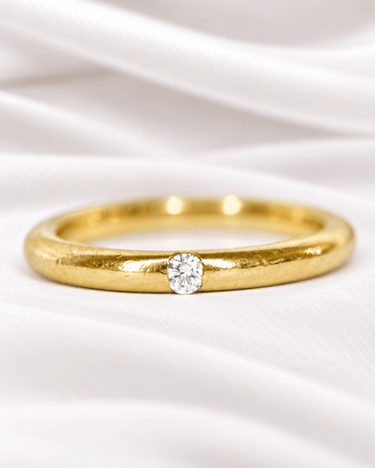 Bague Jonc Solitaire Diamant &amp; Or 4g "Léa" - Elliade Paris