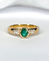 Bague Jonc Solitaire Émeraude 0.70 carat & Diamants "Victoria" - Elliade Paris