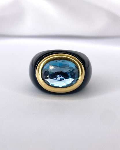 Bague Jonc Topaze 5.50 carats &amp; Résine "Carolina" - Elliade Paris