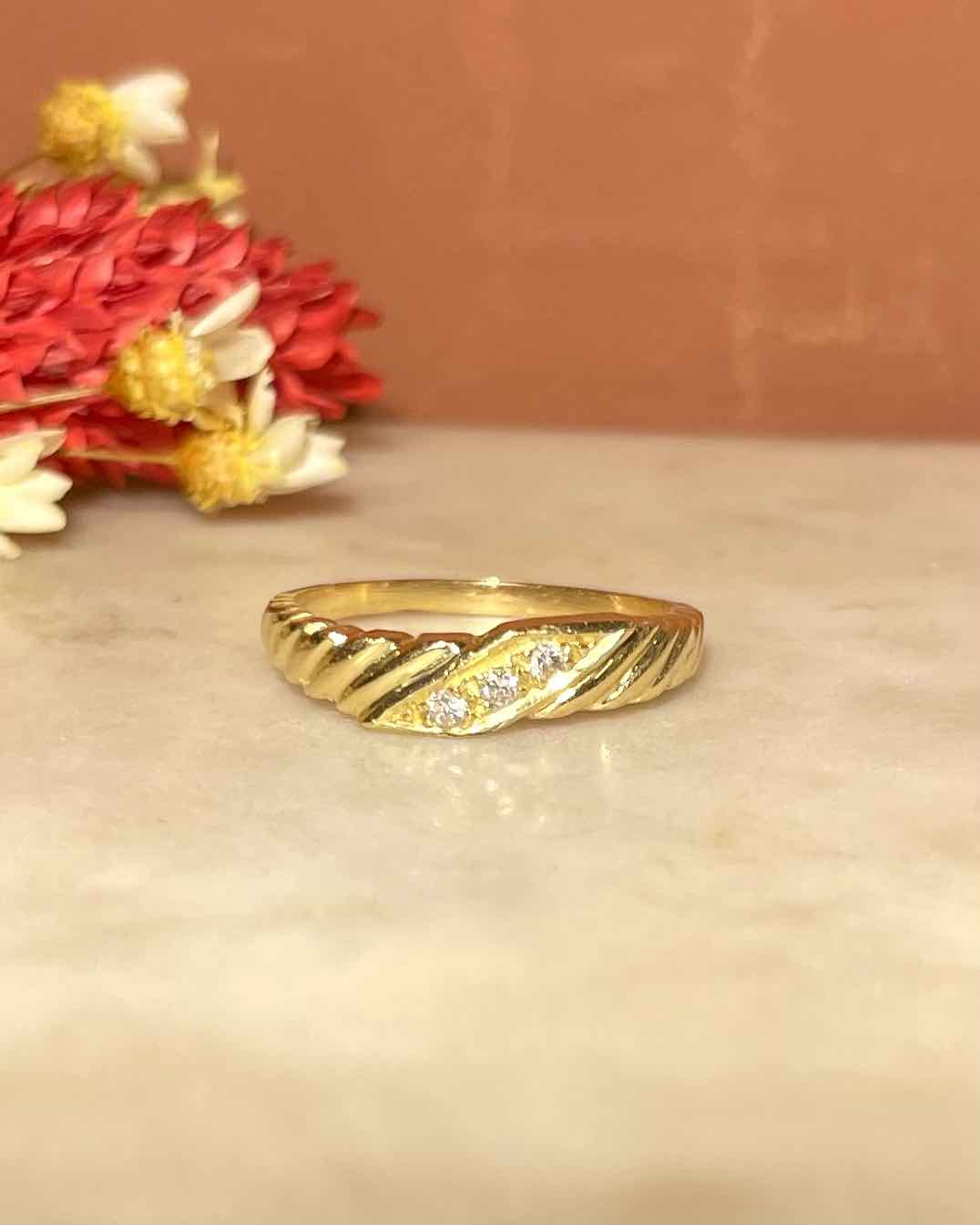 Bague jonc torsadée Diamant "Muriel" - Elliade Paris