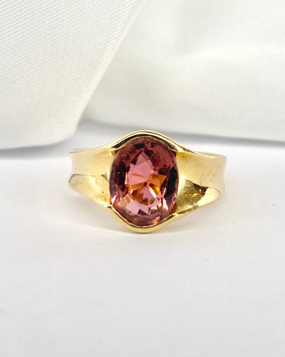 Bague Jonc Tourmaline 2.80 carats &amp; or 18 carats 5,25g &quot;Kika&quot; - Elliade Paris