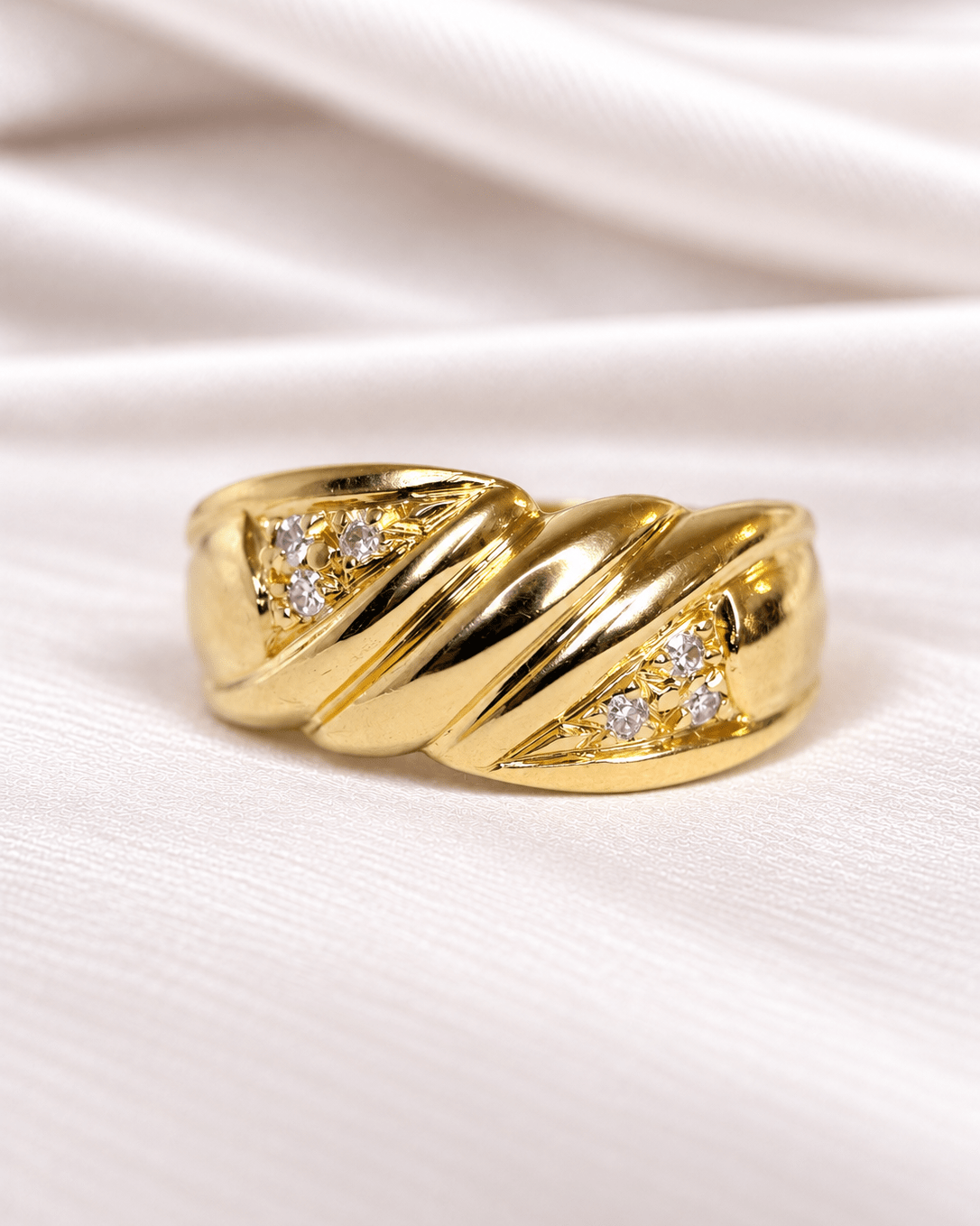 Bague Jonc Tressé Diamants 4,17g "Emma" - Elliade Paris