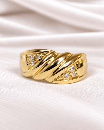 Bague Jonc Tressé Diamants 4,17g "Emma" - Elliade Paris