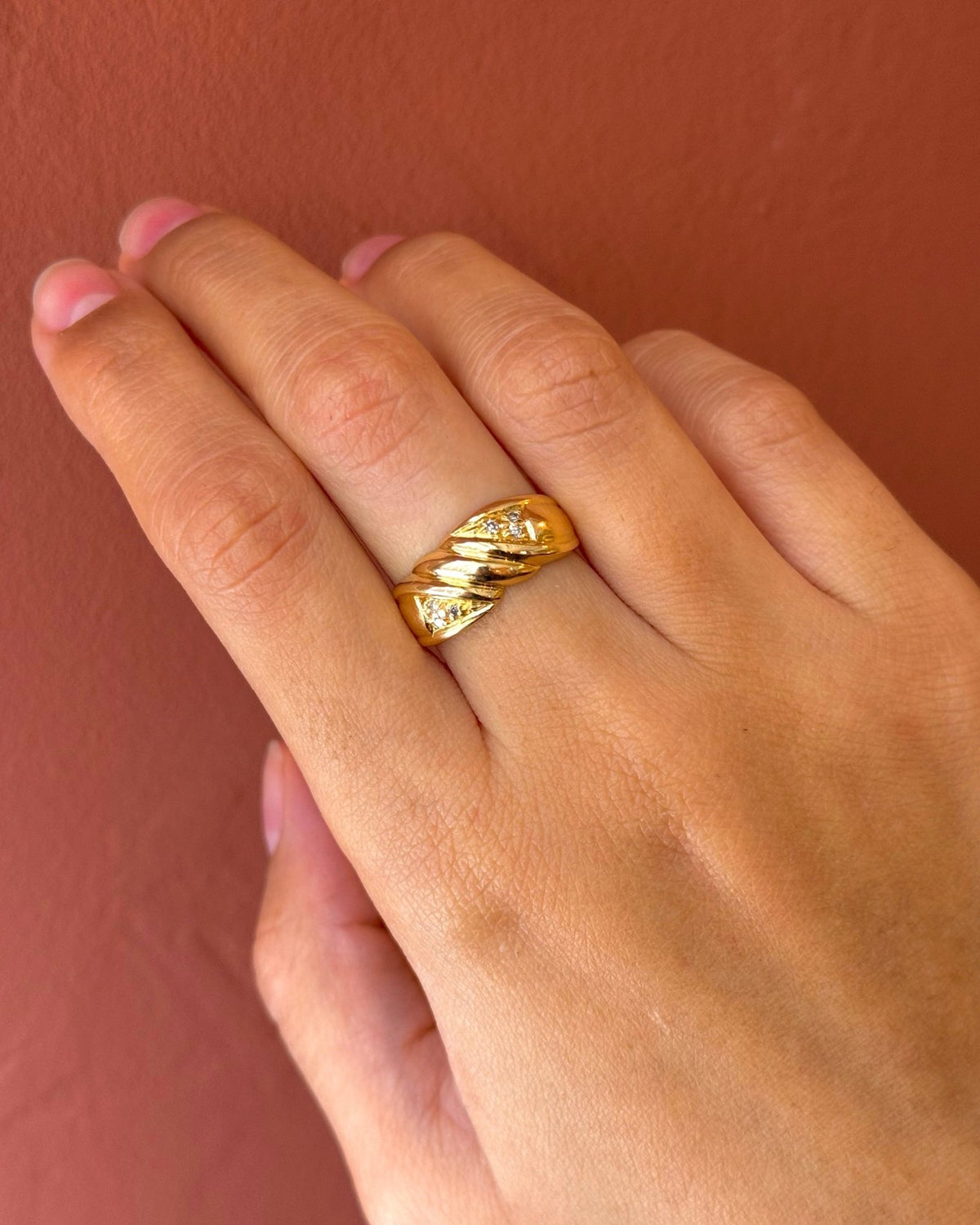 Bague Jonc Tressé Diamants 4,17g "Emma" - Elliade Paris