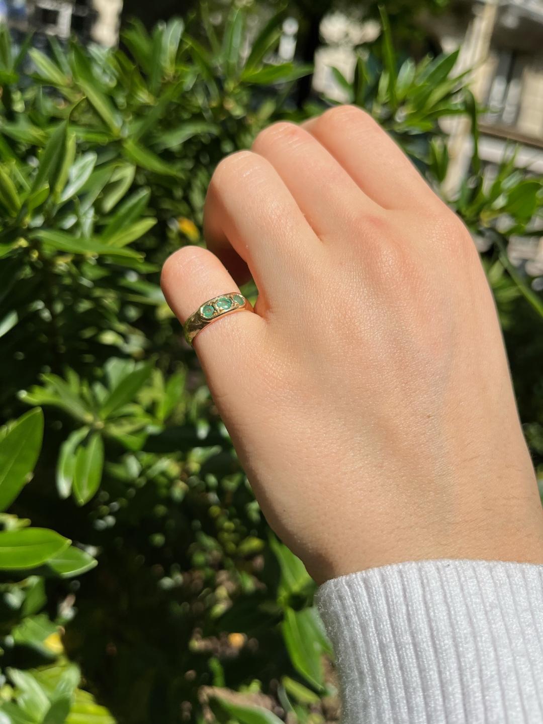Bague Jonc Trilogie Émeraudes "Marta" - Elliade Paris