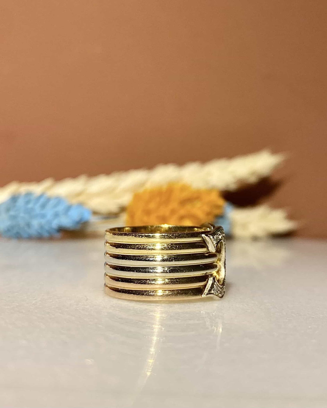 Bague Jonc trois or 18 Diamants &quot;Céleste&quot; - Elliade Paris
