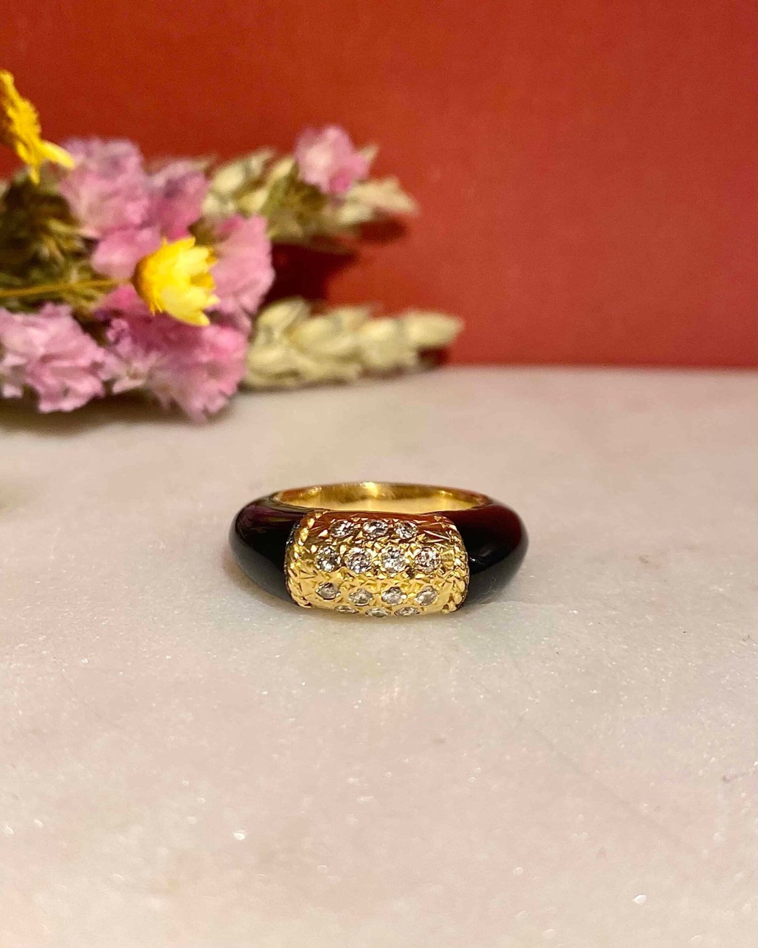 Bague Jonc Vintage 14 Diamants &quot;Holmes&quot; - Elliade Paris