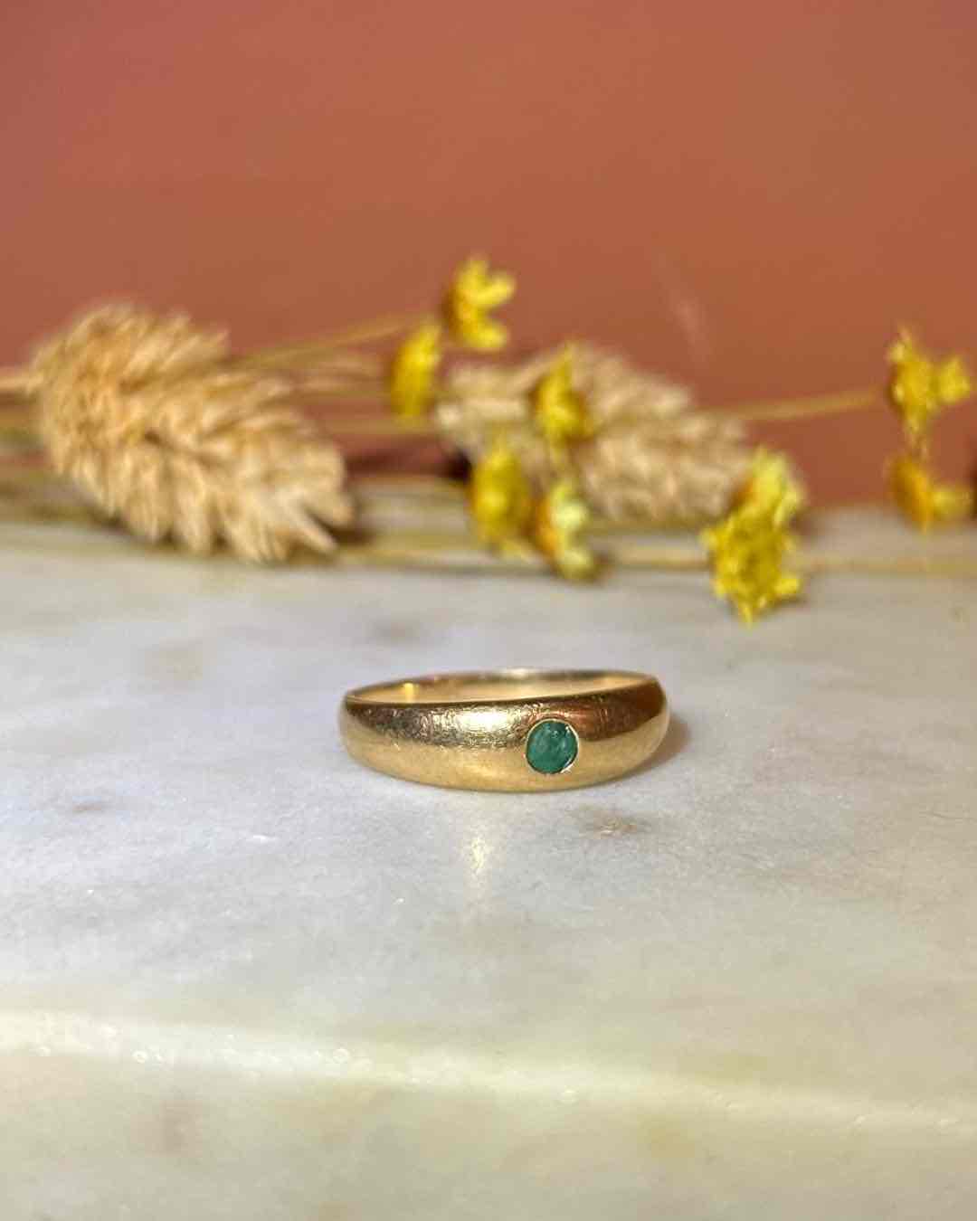 Bague Vintage Jonc Émeraude &quot;Malika&quot;