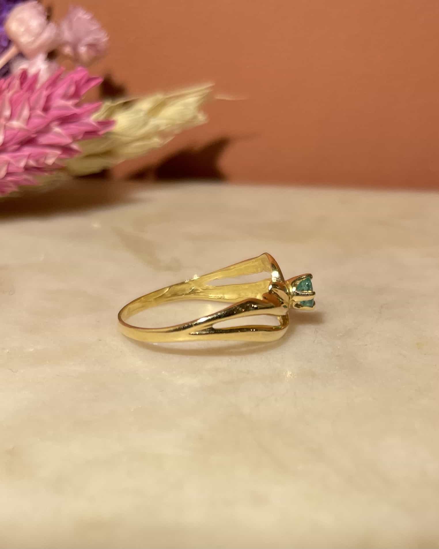 "Eviana" Emerald Solitaire Tourbillon Ring