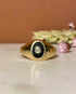 Bague Jonc vintage Onyx et Diamant "Nyssa" - Elliade Paris