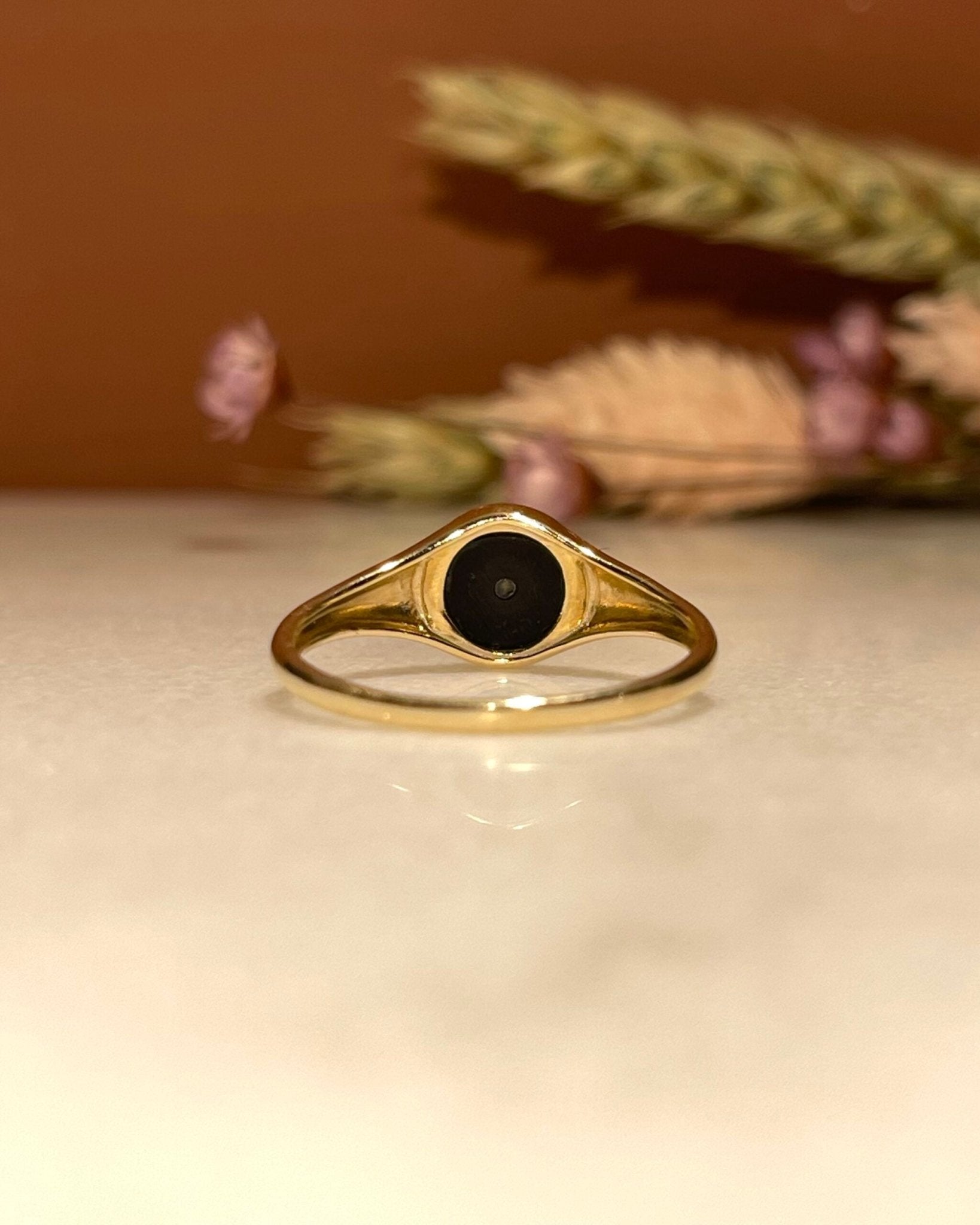 Bague Jonc vintage Onyx et Diamants "Alexandra" - Elliade Paris