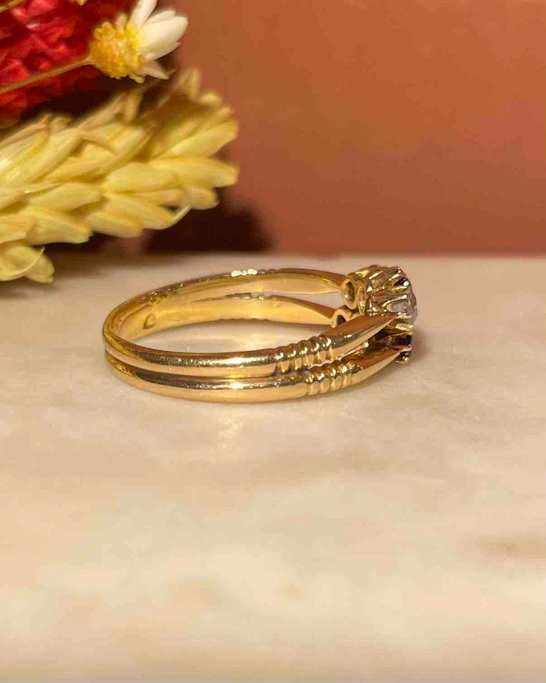 Vintage Ruby & Diamond "Trixie" River Ring