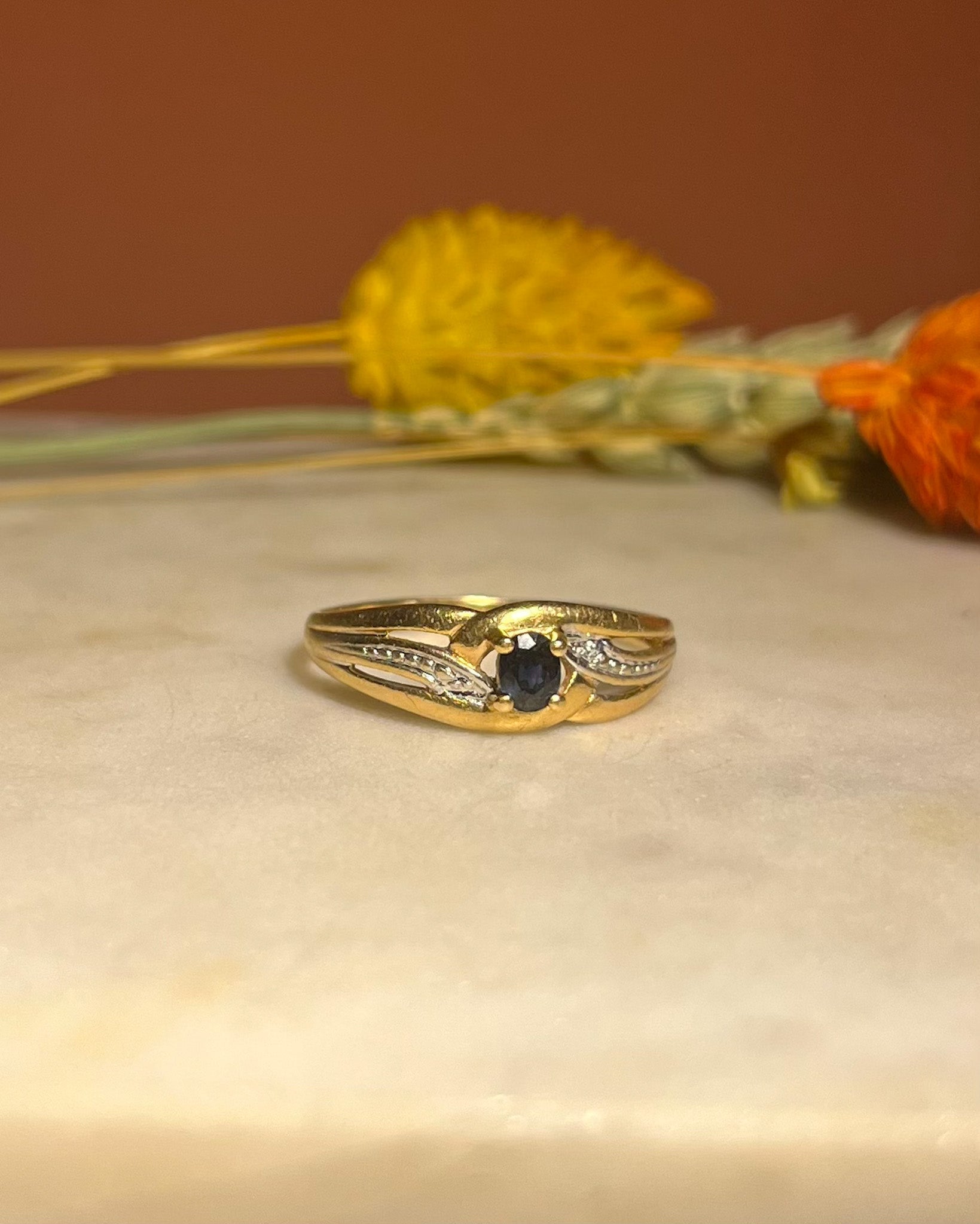 Bague Jonc vintage Saphir "Louison" - Elliade Paris