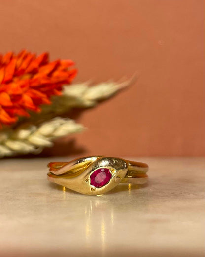 Bague Jonc Serpent Rubis &quot;Lou-Ange&quot;