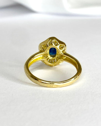 Bague Jupon Saphir 1 carat &amp; Diamants Baguette 0.50 carat "Mélinda" - Elliade Paris