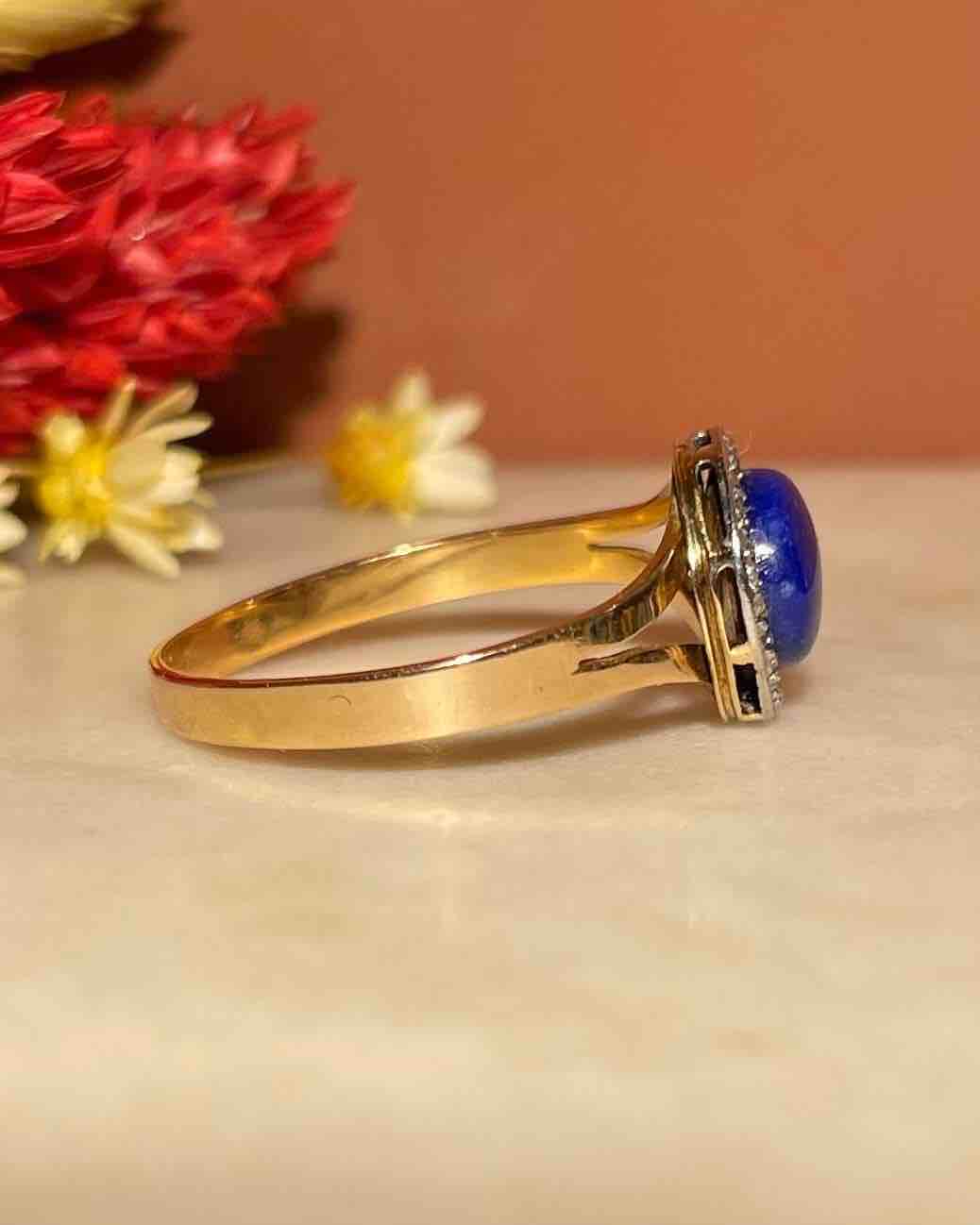 Bague vintage Lapis-Lazuli et Diamants "Olivia"