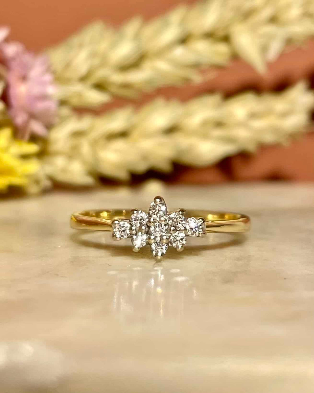 Bague Vintage Diamants Fleur &quot;Aurelys&quot;
