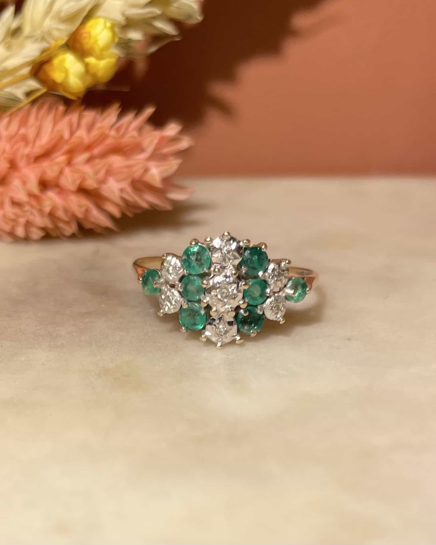 Bague Rivière Émeraudes 0.40 carat &amp; Diamants &quot;Shelly&quot;