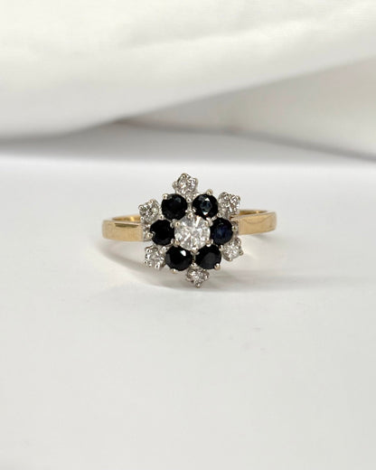 Bague Marguerite 6 Saphirs &amp; 7 Diamants &quot;Elina&quot; - Elliade Paris