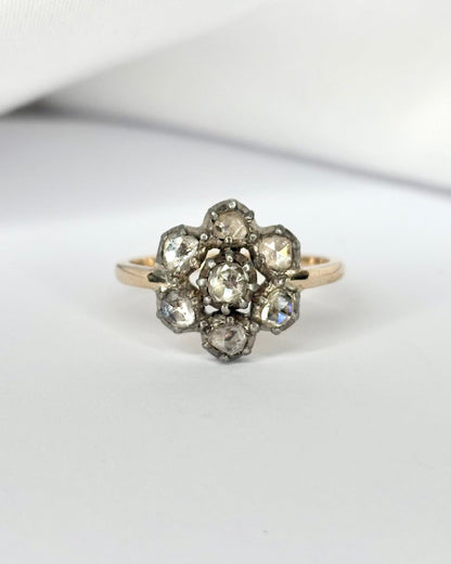 Bague Marguerite 7 Diamants Taille Rose &quot;Charlaine&quot; - Elliade Paris