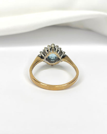 Bague Marguerite Aigue-Marine 0.70 carat &amp; Diamants "Anna" - Elliade Paris