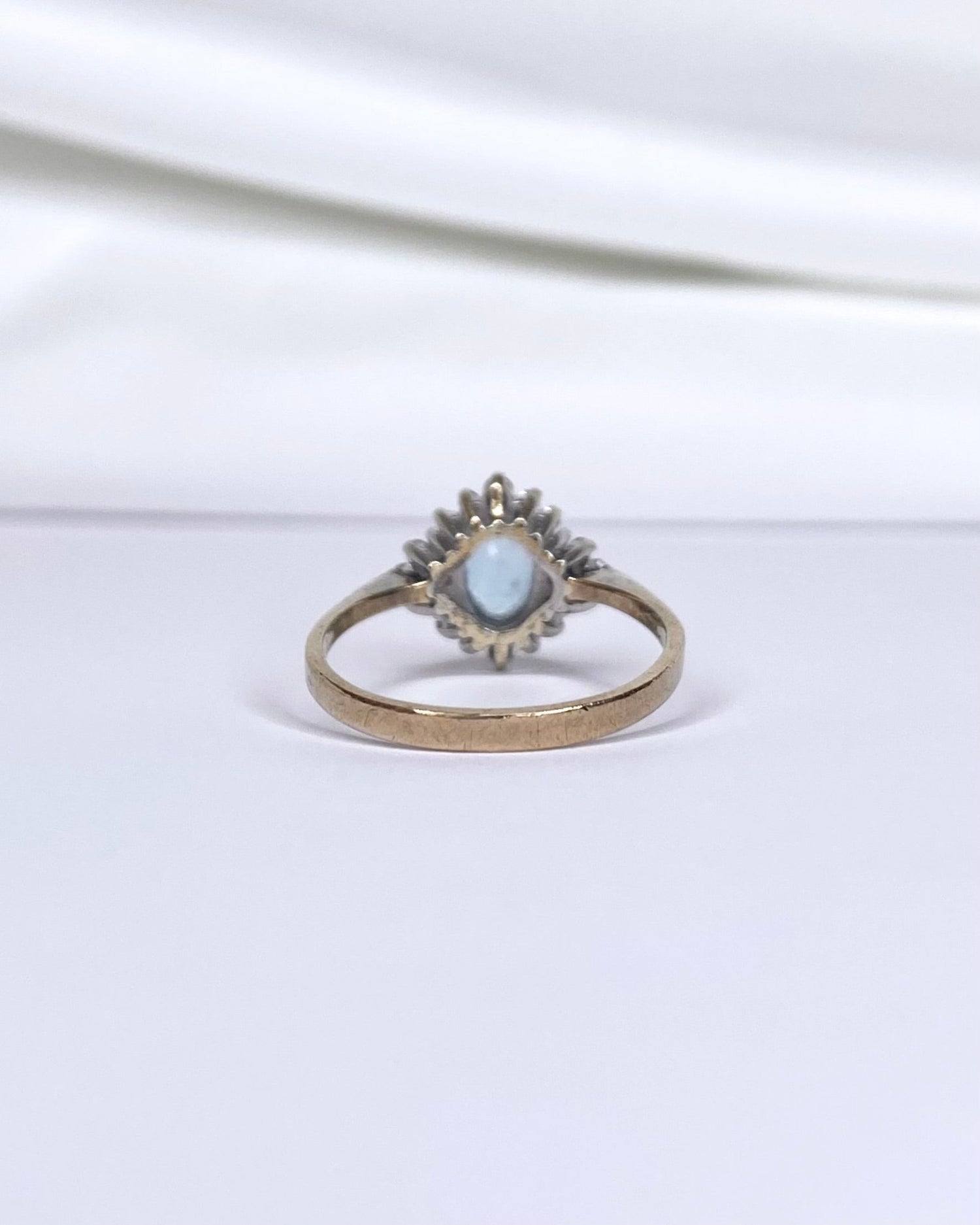 Bague Marguerite Aigue - Marine 0.70 carat &amp; Diamants "Anna" - Elliade Paris