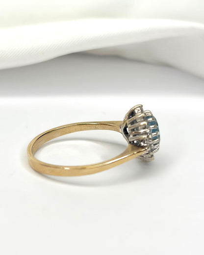 Bague Marguerite Aigue-Marine 0.70 carat &amp; Diamants "Anna" - Elliade Paris